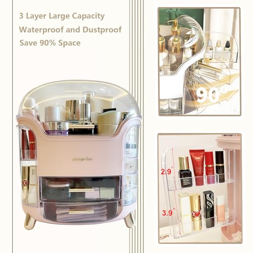 Upgrade Large Makeup Organizer Countertop Vanity Case Skin Care Cosmetic Storage Box Bathroom Counter Perfume Skincare Organizers Make Up Caddy Gift for Women Girls Clear Design Easy Visibility