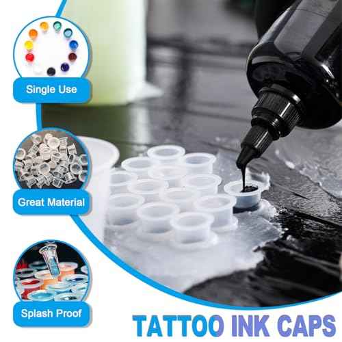 303Pcs Tattoo Ink Caps Kit - Emalla 3Pcs Black Tattoo Ink Cups Holder with 300Pcs Tattoo Ink Caps 100 Small 100 Medium 100 Large Tattoo Ink Cups Tattoo Ink Container Tattoo Kit Tattoo Supplies