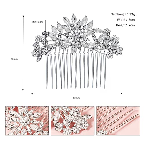 Crystal Bridal Wedding Hair Comb Silver Wedding Headpiece Hair Clip For Bride and Bridesmaid