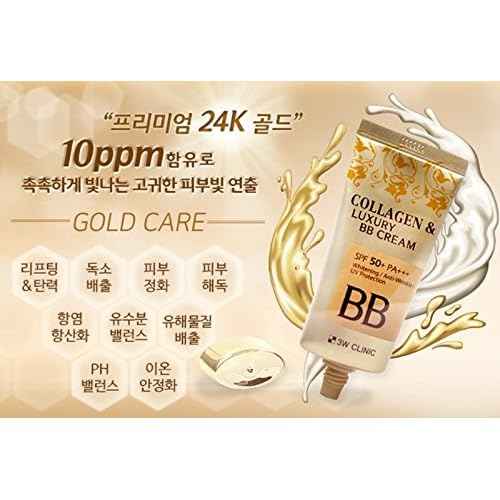 3W CLINIC Collagen & Luxury Gold BB Cream 1.69Oz SPF50+/PA+++ Wrinkle Care
