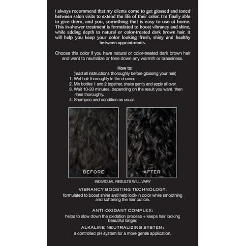 Kristin Ess Dark Brown Hair Dye Gloss Color Treatment in Bittersweet Dark Brunette - 4 Wk Semi Permanent Hair Dye Glaze for Color + Shine - Brightening - Color Depositing Conditioner + Gloss Toner