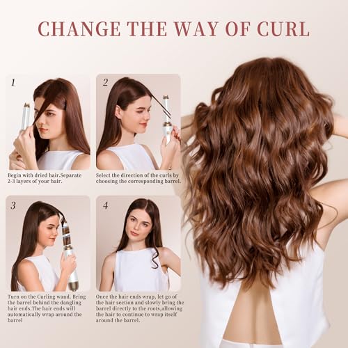6 in 1 Hair Dryer Brush, Upgrade Detachable Blow Dryer Brush Air Styler Wrap Air Curler, Curly Twist Hot Curling Iron, Negative Ion Blow Dryer Hot Styler, Travel Hair Styling Tool