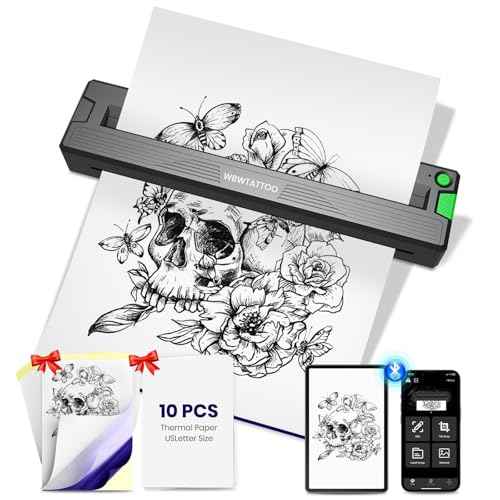 2026 New Tattoo Stencil Printer Machine,Thermal Portable Wireless Bluetooth Printer,for Tattoo Artists&Beginners,with Transfer Paper and Thermal Paper,Compatible with Phone&PC