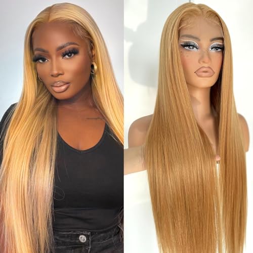 Human Hair Wig 5x5 27 Brown Yaki Wave Lace Front Wigs Dark Brown Human Hair Wig 200% Density