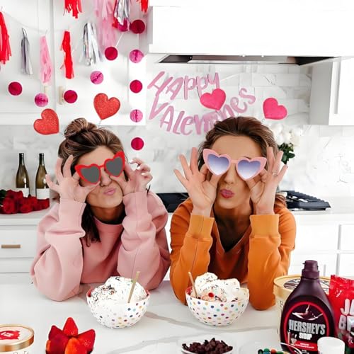 Valentines Headbands for Women - Valentines Heart Headband and Valentines Day Glasses - Glitter Heart Headbands for Valentines Day Decorations for Party - Valentines Clothes for Women (4Pack)