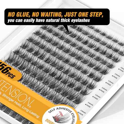 156 PCS Self Adhesive Eyelashes Clusters Kit Lash Clusters DIY Eyelashes Pre Glued No Glue Needed No Remover No residue