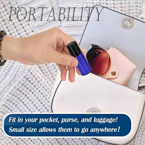 ZEJIA 3ml Roller Bottles 24Pack Cobalt Blue Thick Glass Essential Oil Bottles with Stainless Steel Roller Ball and 2 Droppers