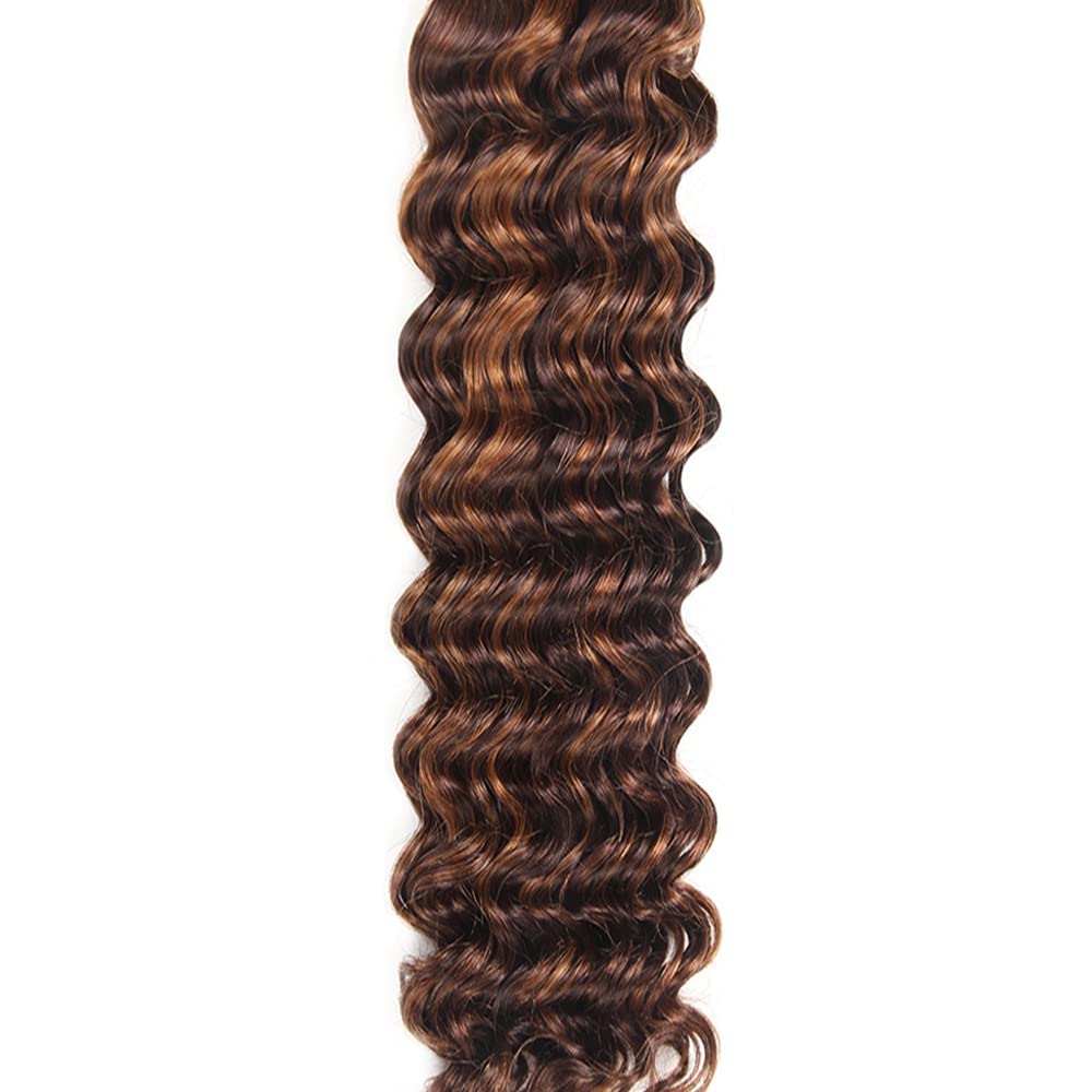 Habiliana Bundles Human Hair 18 20 22 Inch Deep Wave P4/30 Human Hair Bundles 11A Unprocessed Brazilian Virgin Quick Weave Hair Extensions for Black Women