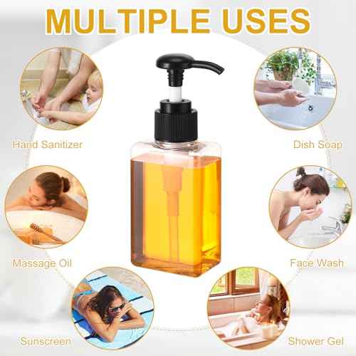 Domensi 24 Pcs 100ml /3.4 oz Pump Bottle Mini Travel Bottles Small Dispenser Containers Plastic Pump Lotion Dispenser Empty Square Travel Size Containers Toiletries (Black)