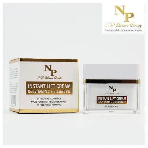 NP Skincare Instant Lift Cream with Vitamin C, Argireline, and Plant-Based Stem Cells for Moisturizing and Rejuvenated Skin - Visibly Reduces Wrinkles, Puffiness, and Dark Circles, 50 grams