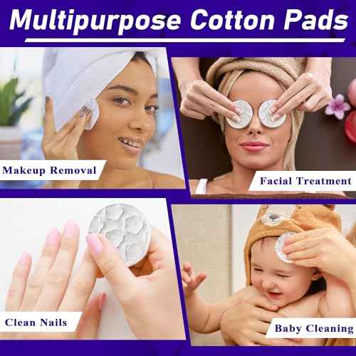 400 Count Cotton Pads for Face, Round Makeup Remover Pads 100% Pure & Organic Cotton Rounds for Face Cleansing, Lint-Free Facial Pads (100 Count (4 Pack))