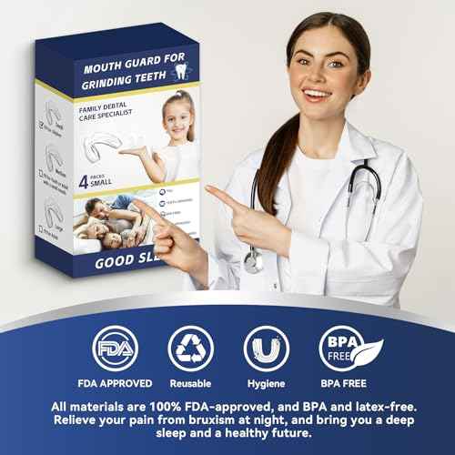 4 Pack Kids Mouth Guards for Teeth Grinding, Small Size, Comfortable Night Guard for Kids, Professional Mouth Guards, Effective for Clenching Teeth