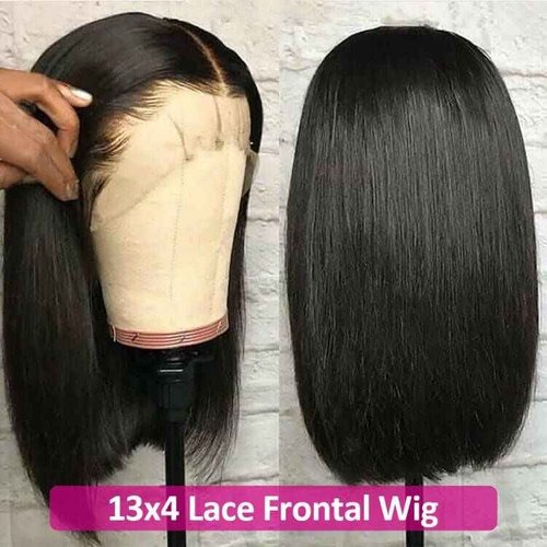 Pizazz Straight Bob Wig Human Hair 13x4 HD Transparent Lace Front Wigs Human Hair with Baby Hair (14inch) 180 Density Glueless Wigs Human Hair Pre Plucked