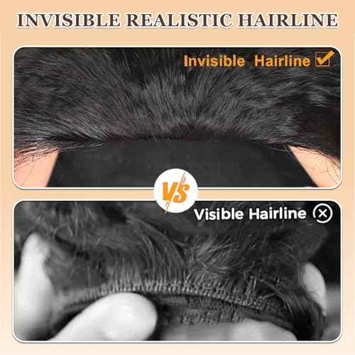Glueless Half Wig Human Hair with Drawstring Kinky Straight Half Wig 180 Density Headband Wig Human Hair 3 In 1 Seamless Flip Over Half Wigs Human Hair 18 Inch Kinky Curly Half Wig