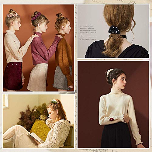 Cehomi 65 Pcs Velvet Hair Scrunchies Hair Bands for Women or Girls,Elastic Soft Ponytail Holder Hair Ties for Birthday, Party, Thanksgiving, Christmas