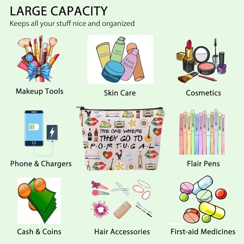 FOTAP Portugal Trip Makeup Bag Portugal Travel Gift Portugal Souvenir Gift Portugal Travel Bag Housewarming Gift (PORTUGAL)