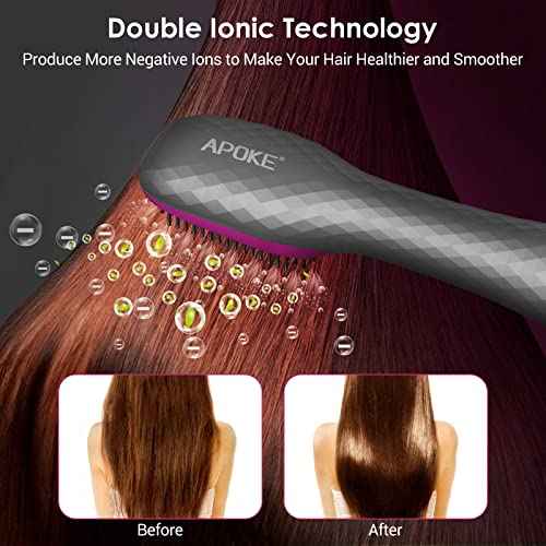 APOKE 3 in 1 Hair Dryer Brush Professional 1200W Powerful Ceramic Tourmaline 3 Heat/2 Speed Settings One Step Hair Dryer and Styler (Gray)