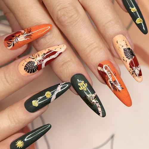 Ocean Theme Nail Art Charms, Sea Beach Starfish Seashell Nail Charm Decals, 3D Alloy Nail Gems Decoration Stickers for Manicure DIY Embellishments 12 Style- Gold