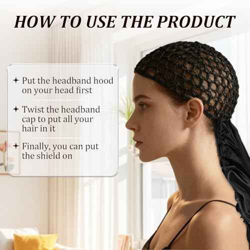 2 In1 Wrap Cap Bonnet Reversible,Adjustable Hair Wrap Cap Nettie Band Net,Extra Long Hair Silk Press Set Braid Bonnet for Curly Black