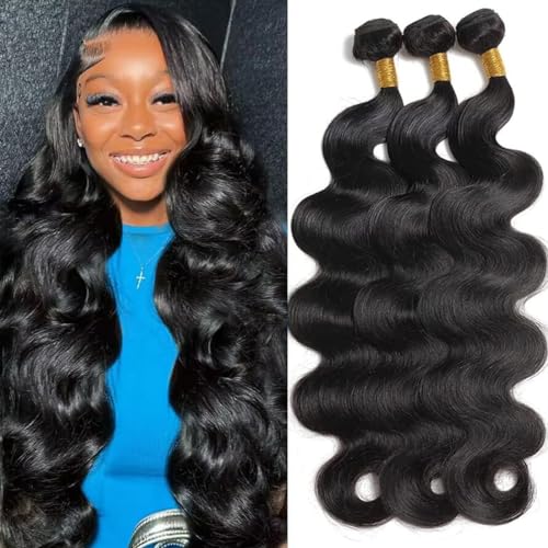 12A Human Hair Bundles 22 22 22 Inch Body Wave Bundle 100% Unprocessed Brazilian Virgin Double Weft Weave Bundle Human Hair Bundle Body Wave Natural Black