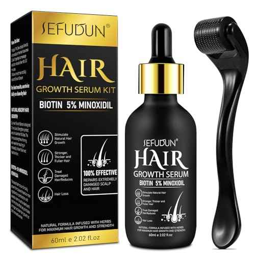 5% Minoxidil Hair Growth Serum Kit, Hair Regrowth Treatment for Scalp Hair Loss and Thinning, With Biotin - 2.02 Fl oz, 1 Month Supply