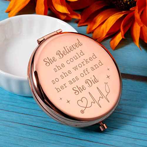 ZZP Nurse Practitioner Gifts for Women, LPN Student Must Haves, Compact Mirror, She Believed She Could So She Worked, Nurse Accessories for Work Medical Assistant Nursing Essentials RN Gifts