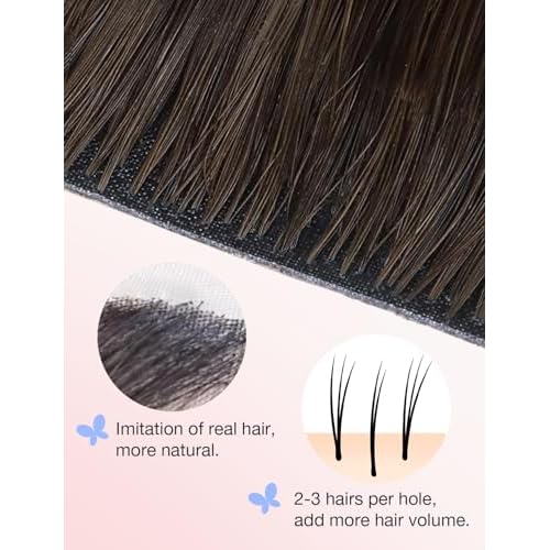 DOORES Injected Seamless Tape in Hair Extensions Human Hair Invisi Edge, Dark Brown to Chestnut Brown 10 Injection Tape-ins with 10 Classic Tape-ins 50g 16 Inch, Tape in Extensions