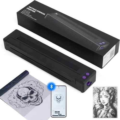 Tattoo Stencil Printer Wireless Tattoo Printer Machine Thermal Printers Compatible with Phone Pad and PC Tattoos Transfer Machine Bluetooth and USB Connectivity for Tattooing Supplies
