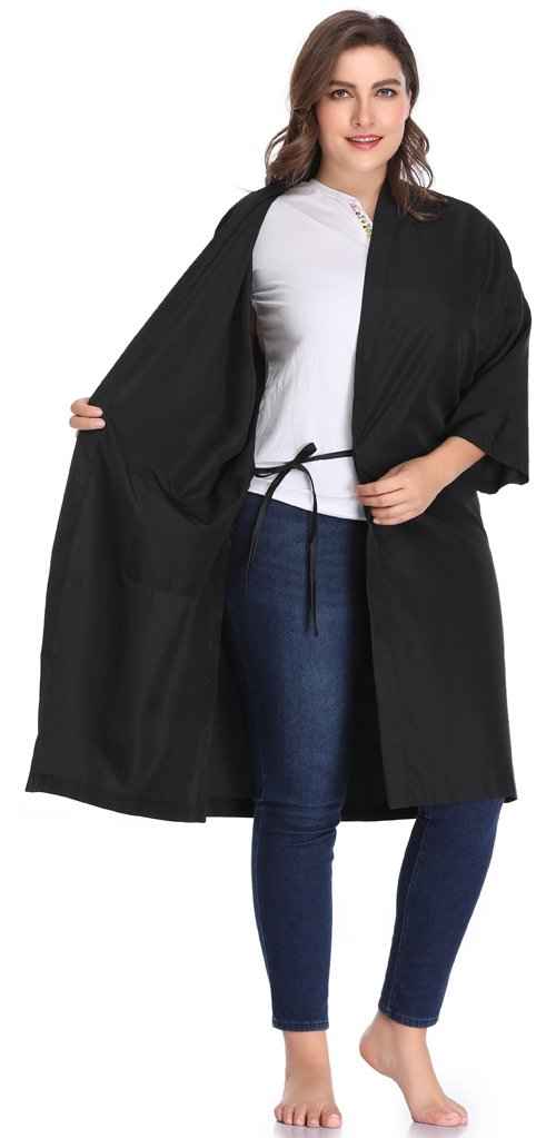 Premium Salon Robe Duo: Lightweight Smock Gown and Pack of 4 Kimono-Style Client Capes for Hair Salon