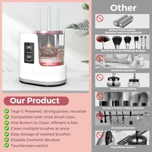THEMARS 3 IN 1 Electric Makeup Brush Cleaner Machine With Dryer, USB Portable Automatic Cosmetic Brushes Cleaner