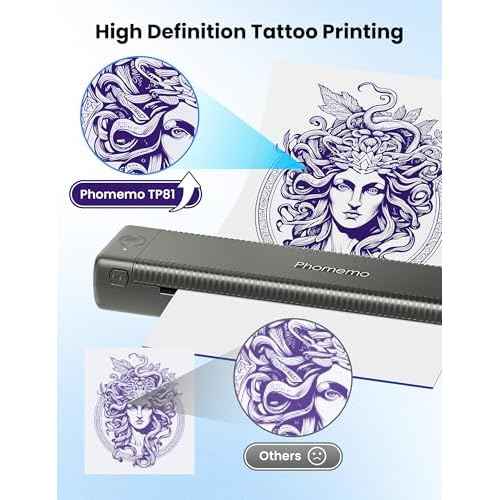 Wireless Tattoo Stencil Printer, Stencil Printers with 10pcs Transfer Paper, Tattoo Printer for Tattoo Artists & Beginners, Compatible with Tablet,Smartphone & PC,Gray