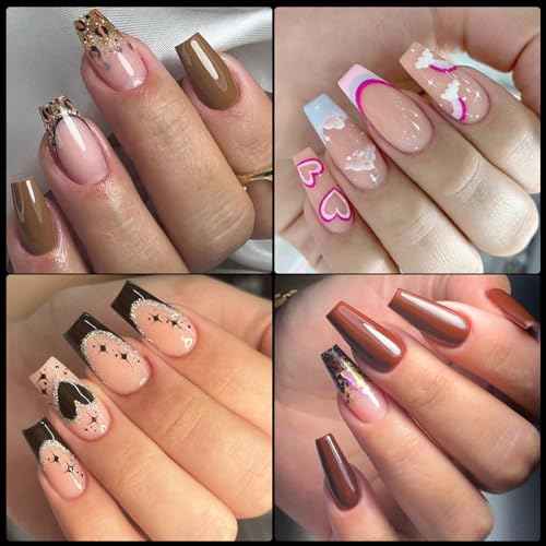 AddFavor 600pcs Coffin Nail Tips, Medium Coffin Soft x Gel Nail Tips Clear Fake Nails Ballerina Full Cover Acrylic Nails Tips for Extension Nail Manicure Salon Home DIY