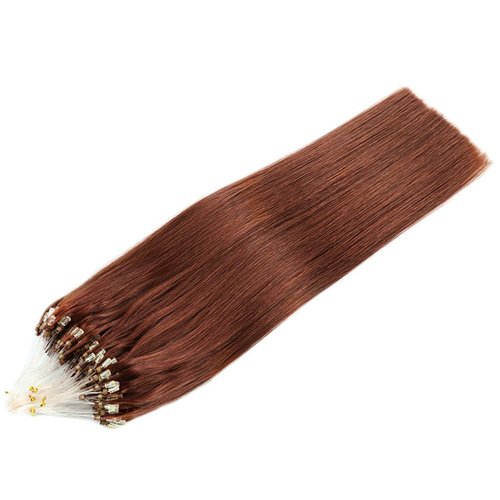 Saisifen Micro Loop Hair Extensions 33# Copper Brown Straight Human Hair Bulk (50 Strands,1g/Strands) Micro Link Human Hair Extension for Women 24 Inches (60cm)