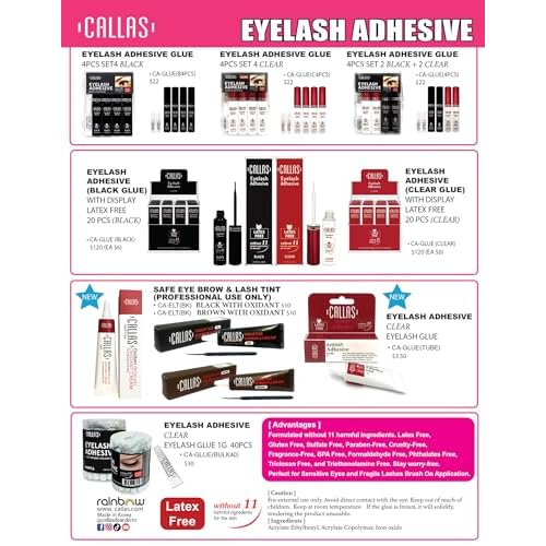 Eyelash Adhesive Black with Display Latex Free 20pcs