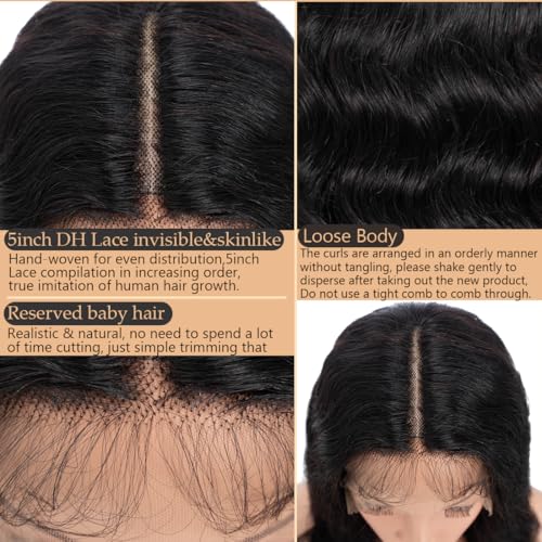 Lace Front Wigs Human Hair Loose Body 13x5x1 Lace Frontal Wigs for Women 20inch 150% Density Glueless Brazilian Body Wave Real Human Hair Wig with Baby Hair Pre Plucked