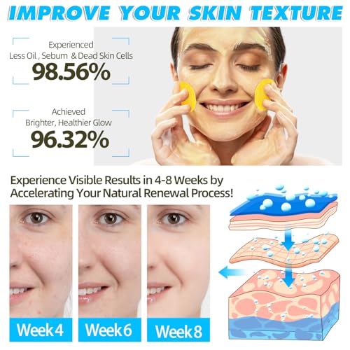 Kojic Acid Turmeric Cleansing Pads, Face Turmeric & Kojic Acid Pads for Dark Spots, Glow Up Acne Scars, Unclog Pores, Enriched Vitamin C,Gentle & Non-Irritating