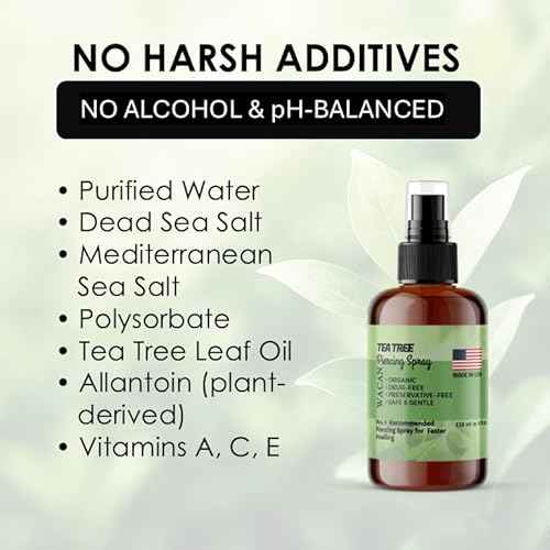 Wacan Advanced Tea Tree Piercing Spray, Saline Aftercare Piercing Cleaner for Bumps & Irritation, Alcohol-Free pH-Balanced, Safe for Ears Nose Belly