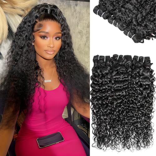 12A Human Hair Bundles Water Wave Bundles Human Hair,3 Bundles 22 24 26 Inch Triple Lifespan Virgin Remy Hair£¬100% Unprocessed Brazilian Virgin Hair£¬Weft Wet and Wavy Extensions for Black Women