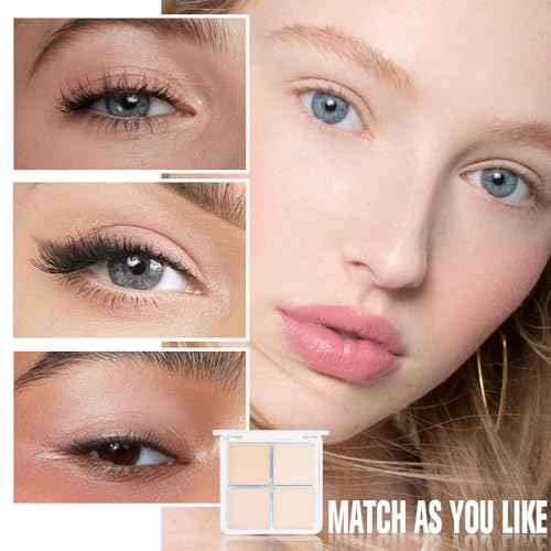 4 Colors Light Beige Nude Pink Ivory Eye Shadow Powder Palette Makeup, Neutral Matte Shimmer Cream Quad Eyeshadow Palette for Women Highly Pigmented Waterproof, paleta de sombras de ojos, Vegan
