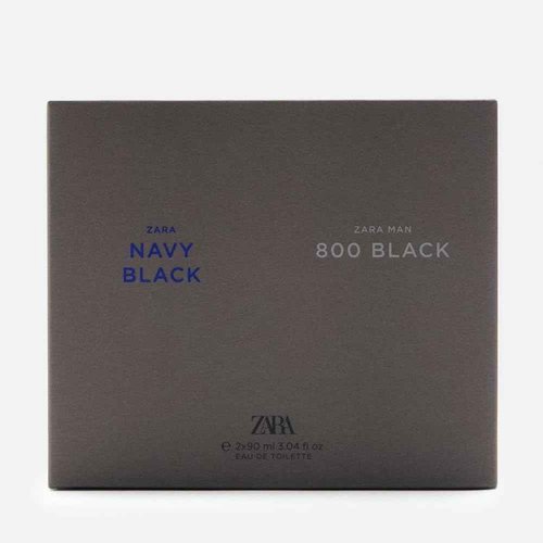 Zara Man Navy Black + 800 Black Cologne Set for Men EDT Eau de Toilette 2x 90 ML (3.04 FL. OZ)