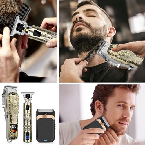 Professional Hair Clipper Set for Men Electric Shaver Razor Cordless Hair Cutting Barber Clippers Beard Trimmer Men¡¯s Grooming Kit Gifts for him (Bronze)