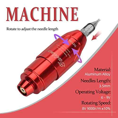 ATOMUS Tattoo Pen Machine Kit with Cordless Tattoo Power Supply Silicone Tattoo Machine Holder 3RL Cartridge Needles 1300mAh RCA Connector LCD Digital Rechargeable Power Supply Set