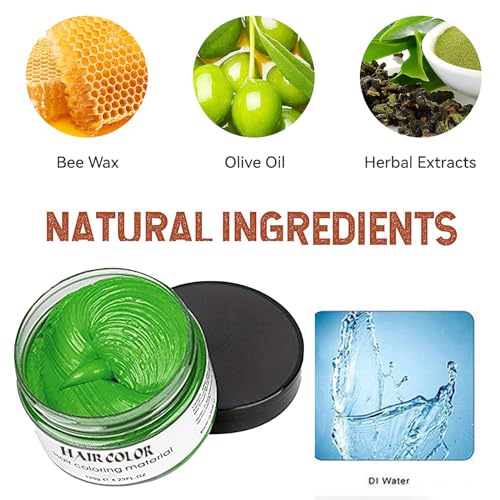 Green Hair Spray, Temporary Color Wax, Natural Coloring Material, Disposable Styling Clay for Cosplay, Party, Masquerade, Halloween (Green, 1 Pack)