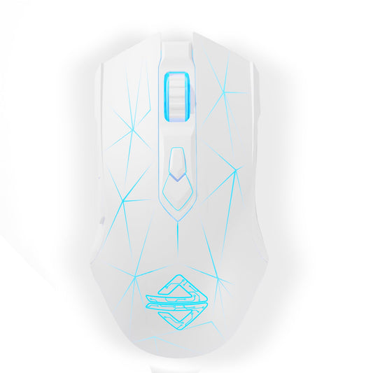AJ52PRO Wired Wireless Bluetooth Gaming Mouse with RGB LED Backlight Adjustable 10000DPI Ergonomic 7 Programmable Button Rechargeable 800mAh Battery 2.4Ghz USB Receiver for PC Mac PS4 Gamer(StarWhite)
