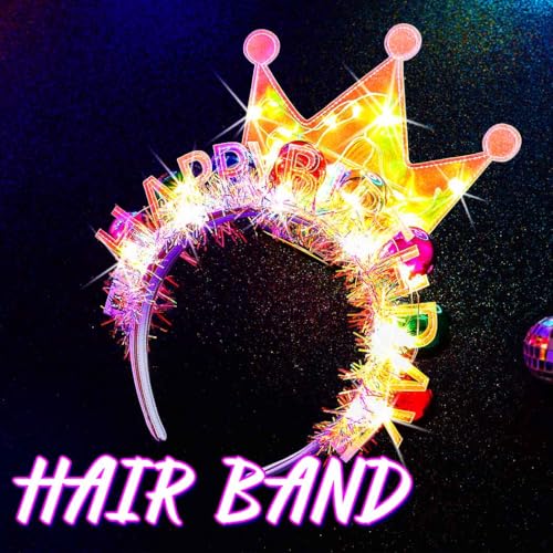 Light Up Birthday Crown Headband Happy Birthday Hats Party Festival Hair Accessories for Women