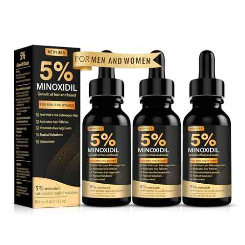 5% Minoxidil Hair Growth Serum Minoxidil Biotin for Hair Beard Growth Prevent Hair Loss for Thicker Longer Fuller Healthier Hair Men and Wome 3 Bottles of 2oz
