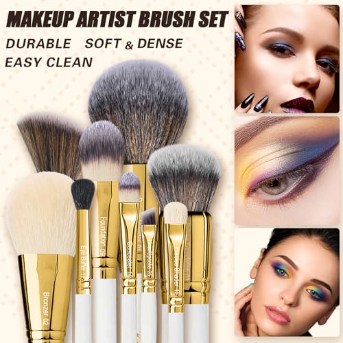 Professional Makeup Brushes Set Premium Quality Goat Hair Synthetic Fiber Powder Foundation Highlight Concealer Eyeshadow Blending By Bueart Design