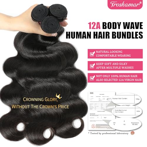 Body Wave Human Hair Bundles 16 18 20 Inch Brazilian Virgin Hair Extensions 100% Unprocessed Natural Color