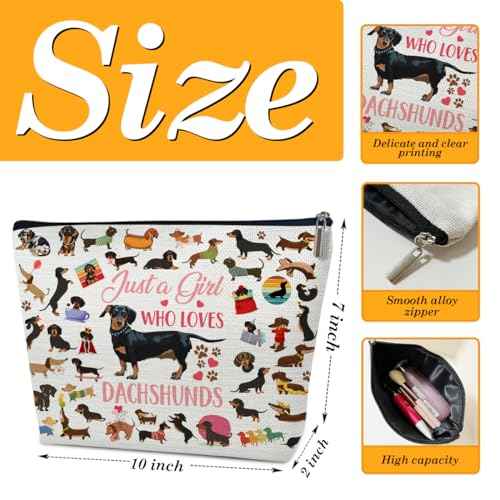 Funny Dachshund Makeup Bag, Dachshund Gift for Dachshund Lover, Dachshund Gifts for Women, Best Gift Idea for Dog Loves, Funny Birthday Christmas Gift For Pet Owner Sister Bestie Bff