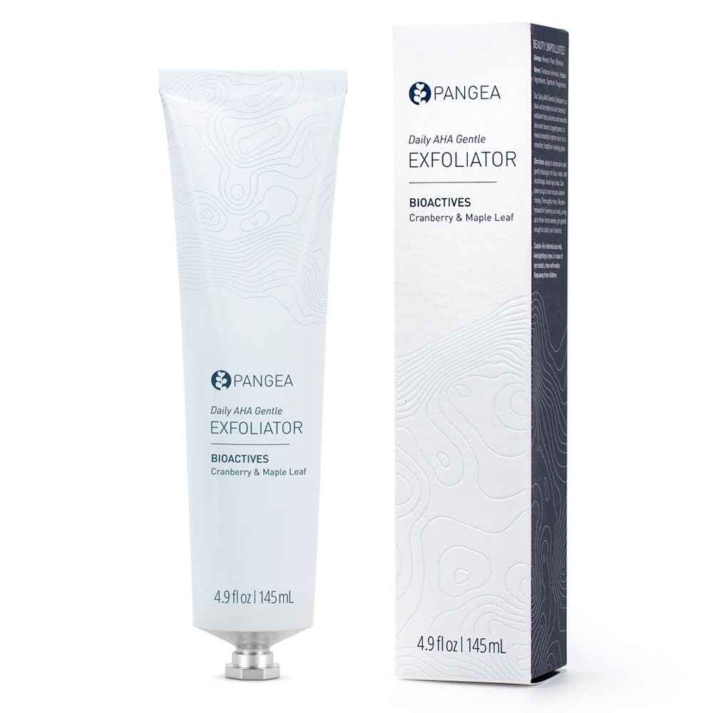 Pangea Organics - Natural Cranberry + Maple Leaf Daily AHA Gentle Exfoliator | Vegan, Non-Toxic, Sustainable Clean Beauty (Aluminum Tube, 4.9 oz | 145 ml)